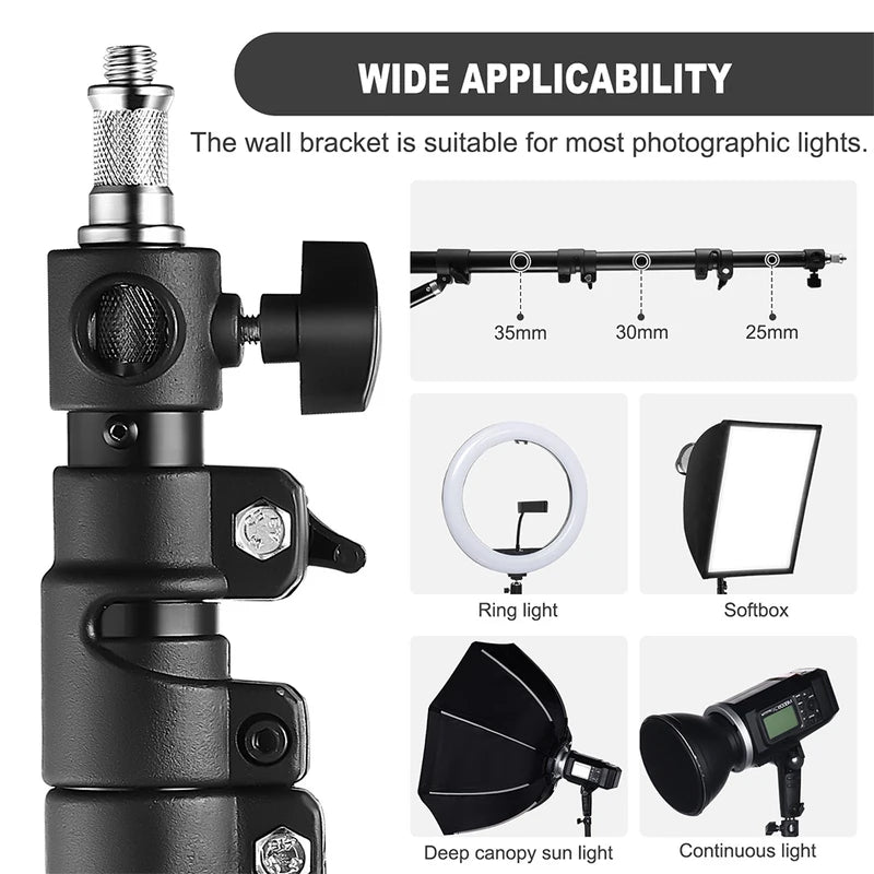 Studio Light Wall Mount Arm for Photography & Live Streaming - Adjustable & Durable