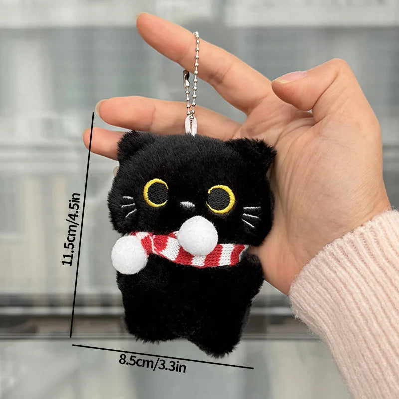 Halloween Cat Keychain Pendant Gothic Plush Bag Charm Kids' Toy Accessory