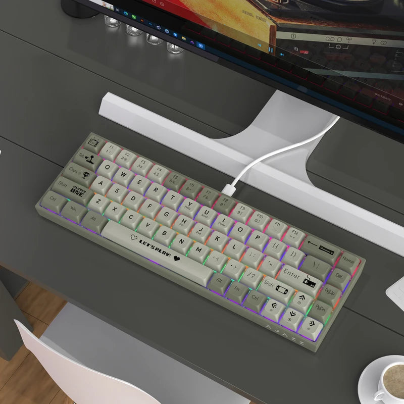 Wireless Mechanical Gaming Keyboard 68 Keys Hot Swap Compact RGB Backlit