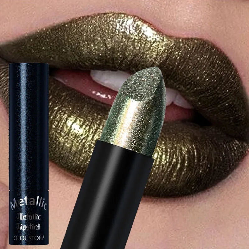 Metallic Lipstick Set - 15 High-Shine Glitter Lip Colors for Party & Costume Makeup