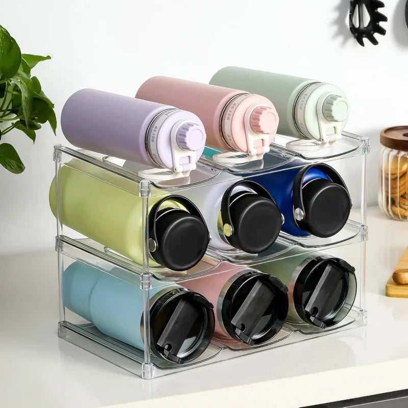 Stackable Large Capacity Water Bottle Storage Rack for Kitchen & Living Room Cabinet