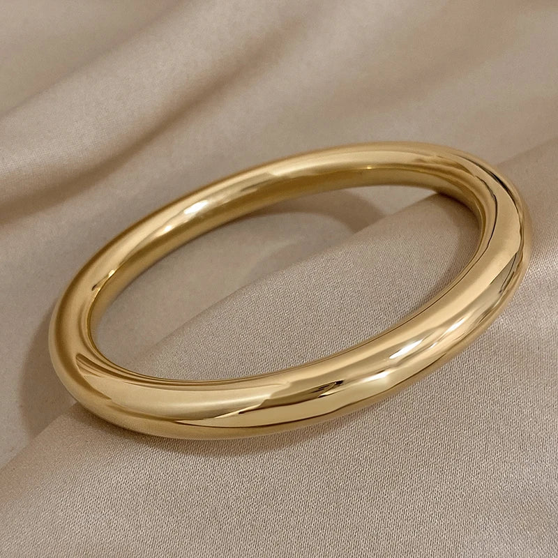 Solid Color Stainless Steel Cuff Bracelet for Women - Waterproof Jewelry Gift