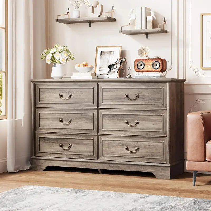 Farmhouse 5-Drawer Dresser Tall Cabinet for Bedroom Living Room Hallway Storage