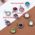 20pcs Mixed Color Stainless Steel Rhinestone Bead Charms 6mm DIY Jewelry Pendants for Women
