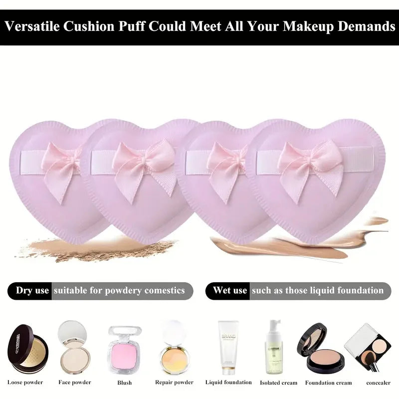 6pcs Heart-Shaped Makeup Sponge Puffs - Dry & Wet Dual Use Cosmetic Sponges