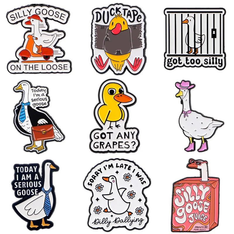 Funny Goose Enamel Pin Cartoon Duck Quotes Brooch for Coat Women’s Jewelry Gift