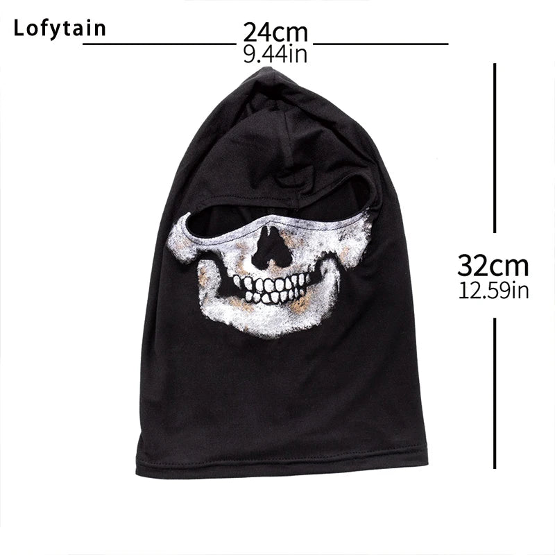 Ghost Skull Balaclava Face Mask for Cosplay & Gaming - Elastic Spandex, Mesh Eye Cover
