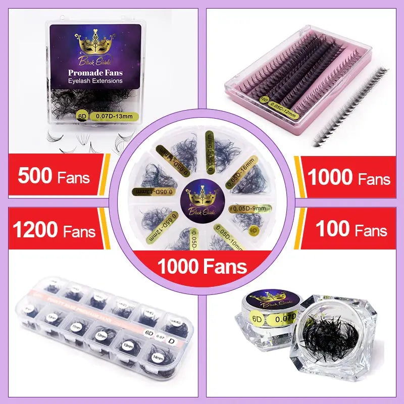 Colorful Premade Volume False Eyelash Extensions 5D Faux Mink Fans for Professional & Beginner Use