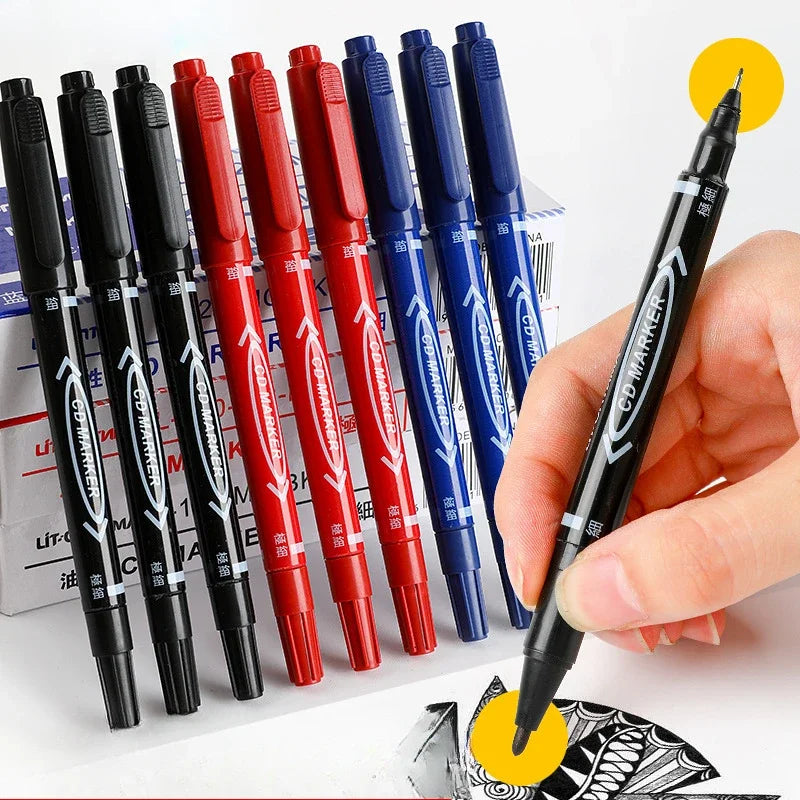 Permanent Paint Marker Pen for Plastic Wood Metal Glass - Double Tip Art Ink