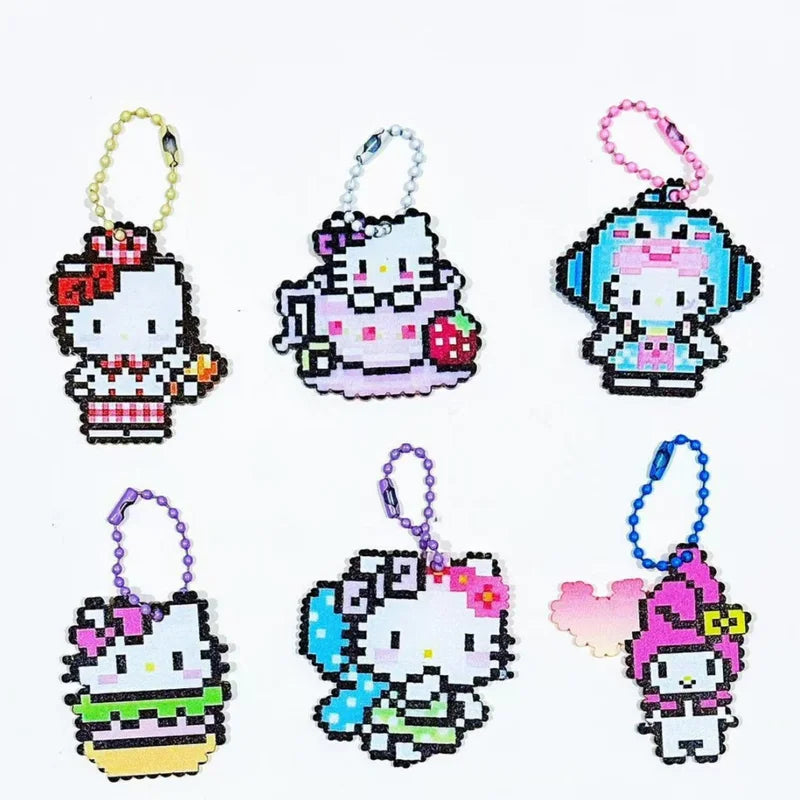 Kawaii Pixel Cat Keychain Set - 32pcs Acrylic Pendant Mystery Bag for Backpack Decor & Party Favors