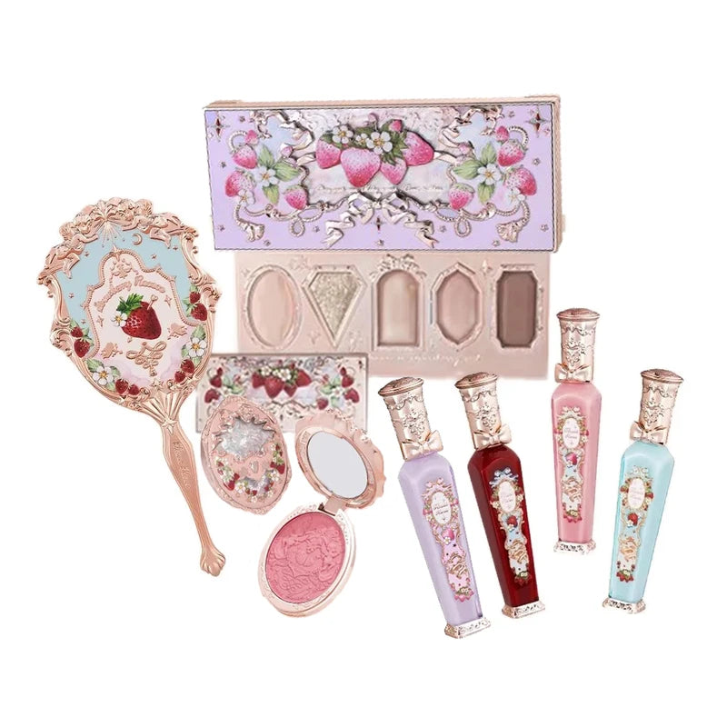 Vegan Makeup Set with Eyeshadow Blush Lipstick & Perfume Kit - Multiple Colors