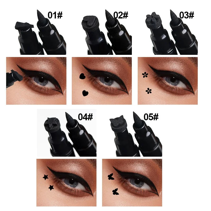 Double-Ended Waterproof Eyeliner Pen - Smudge-Proof Liquid Makeup