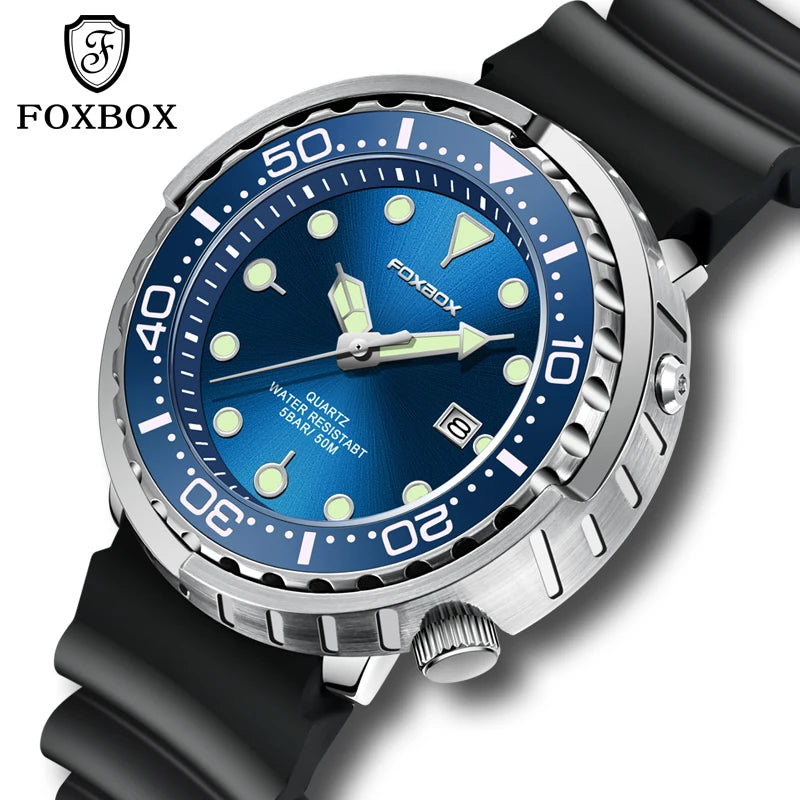 Men's Waterproof Sport Quartz Watch 50ATM Diver Watch with Date