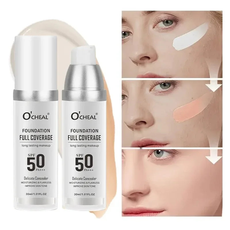Color Changing Foundation and Concealer with Long-Lasting Oil Control SPF Moisturizer