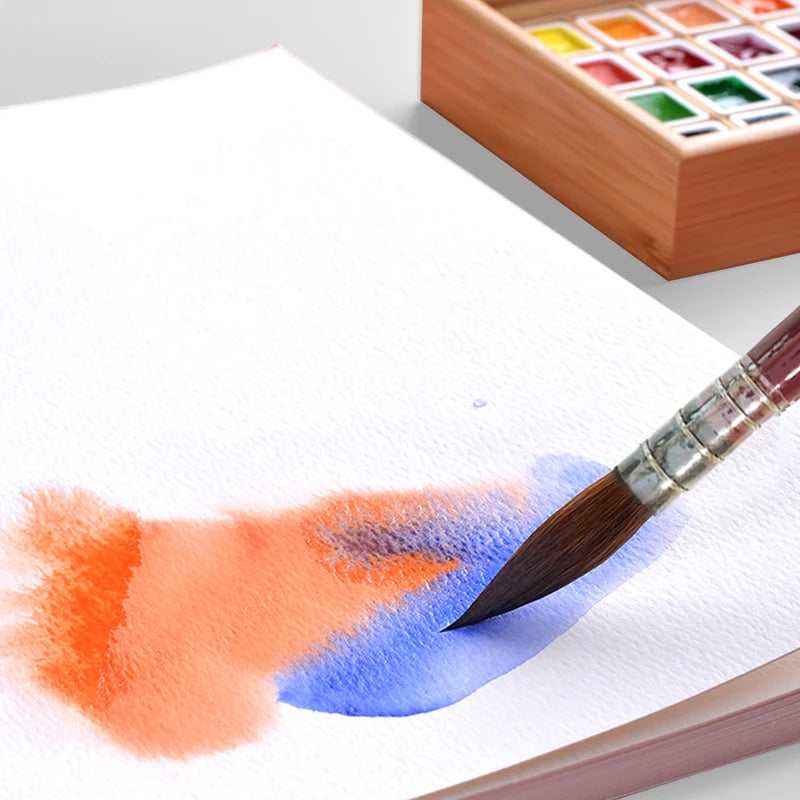 Professional Watercolor Paint Brush Set - Wooden Handles for Artists