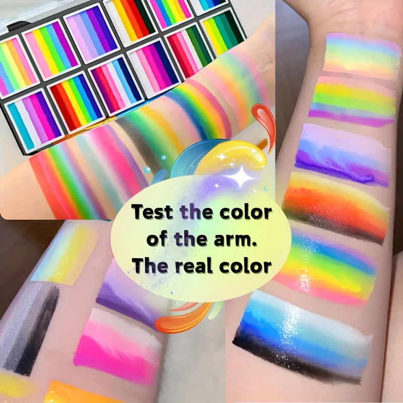 Face & Body Paint Kit with 65 Colors, 32 Stencils, Brushes & Sponges for Creative Makeup and Art