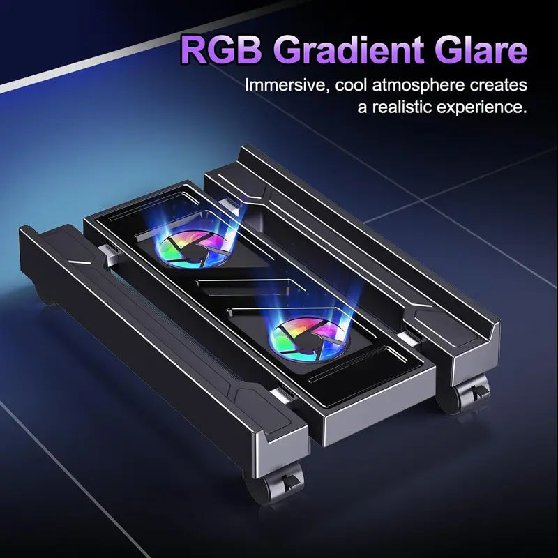Adjustable CPU Holder Stand with RGB Cooler Fan for Desktop Computer Tower