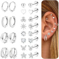 Flat Back Earrings for Women Surgical Steel Cartilage & Tragus Piercings
