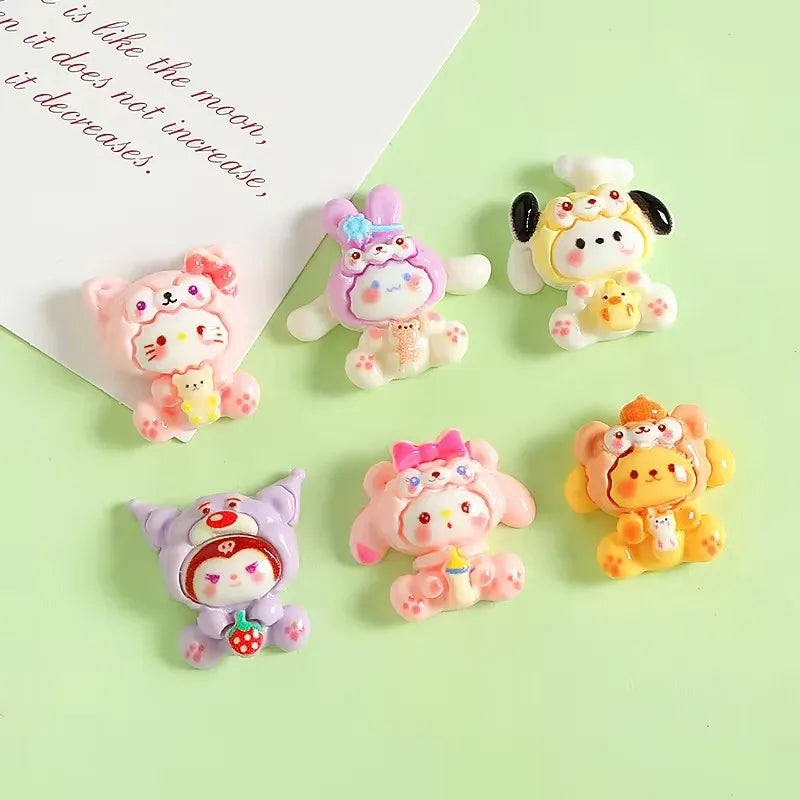 Cute Cartoon Animal Resin Phone Case Hair Clips Keychain DIY Accessories 18/20PCS