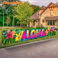 Hawaiian Tropical Floral Banner Outdoor Garden Fence Decoration for Summer Pool Party