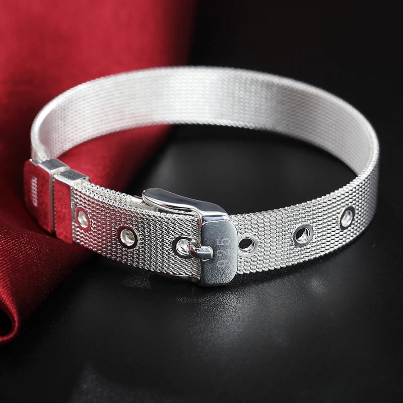 Luxury Sterling Silver Jewelry Watchband Chain Bracelet for Women - Wedding & Party Gift