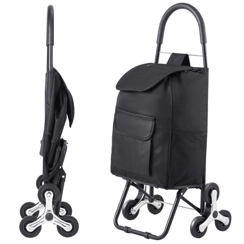 Foldable Stair Climbing Shopping Cart 110Lbs Household Utility Trolley