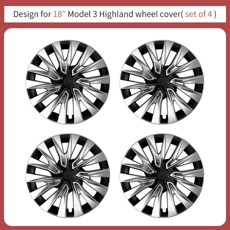 Set of 4 18-Inch Turbine Style Wheel Covers for Tesla Model 3 Highland