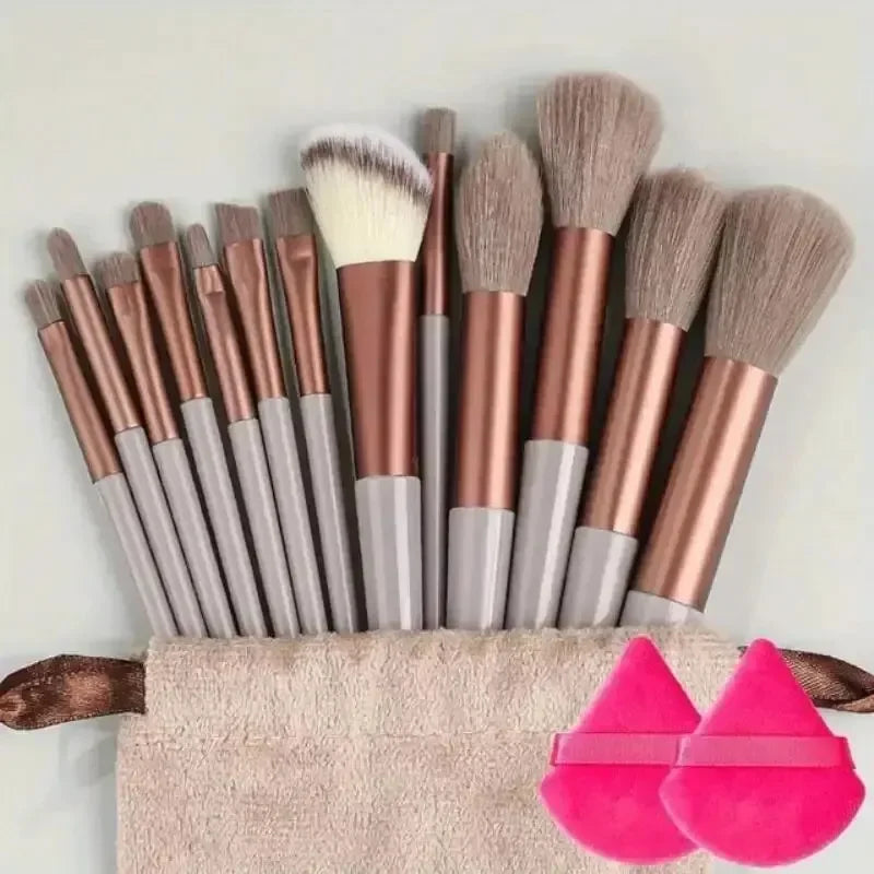 Professional Makeup Brush Set with Fluffy Kabuki & Blending Brushes for Face & Eyes
