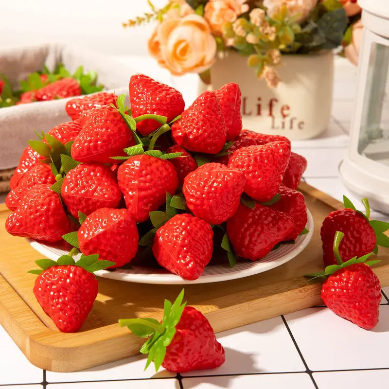 Artificial Strawberry Fake Plastic Fruit for Photography & Decor - 10/20 Pcs