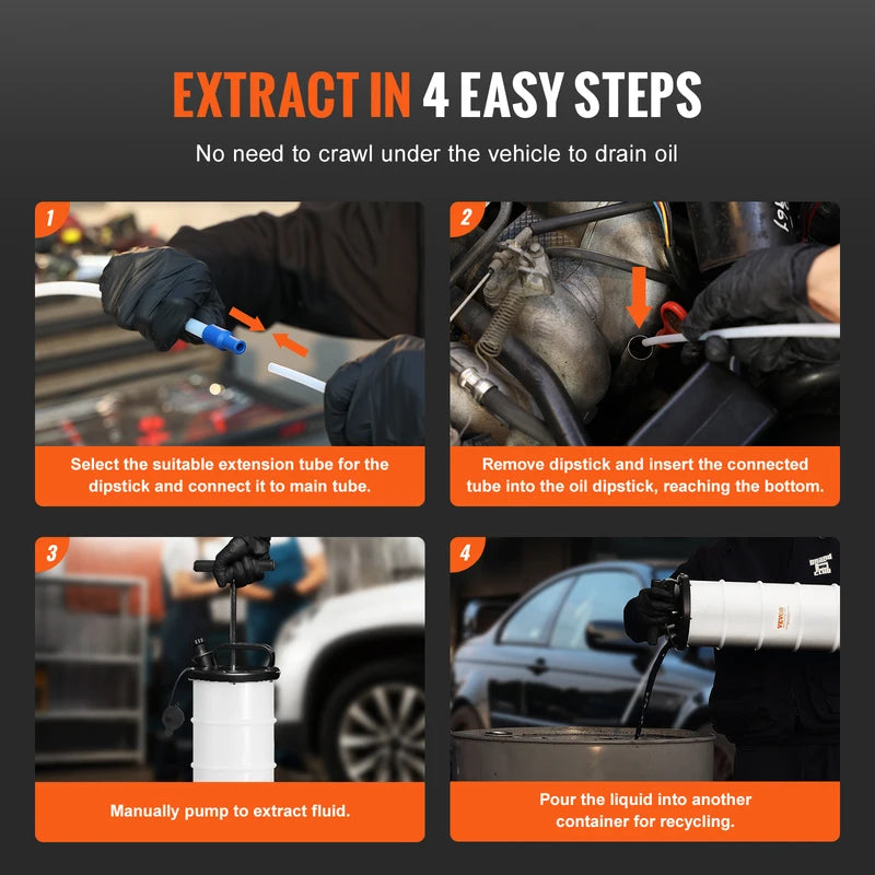 Manual Car Brake Fluid Extractor Pump with Hoses - 6.5L Oil Change Kit