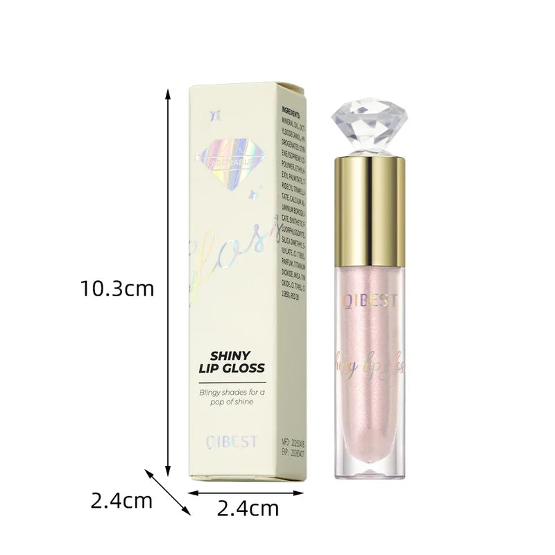 Glitter Lip Gloss Long Lasting Moisturizing Lipstick with Diamond Shine