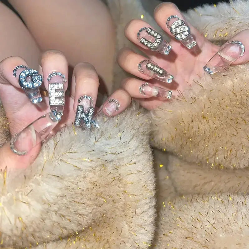 DIY Alphabet Nail Art Charms 26-Piece Silver Alloy Letter Decorations for Creative Nail Designs