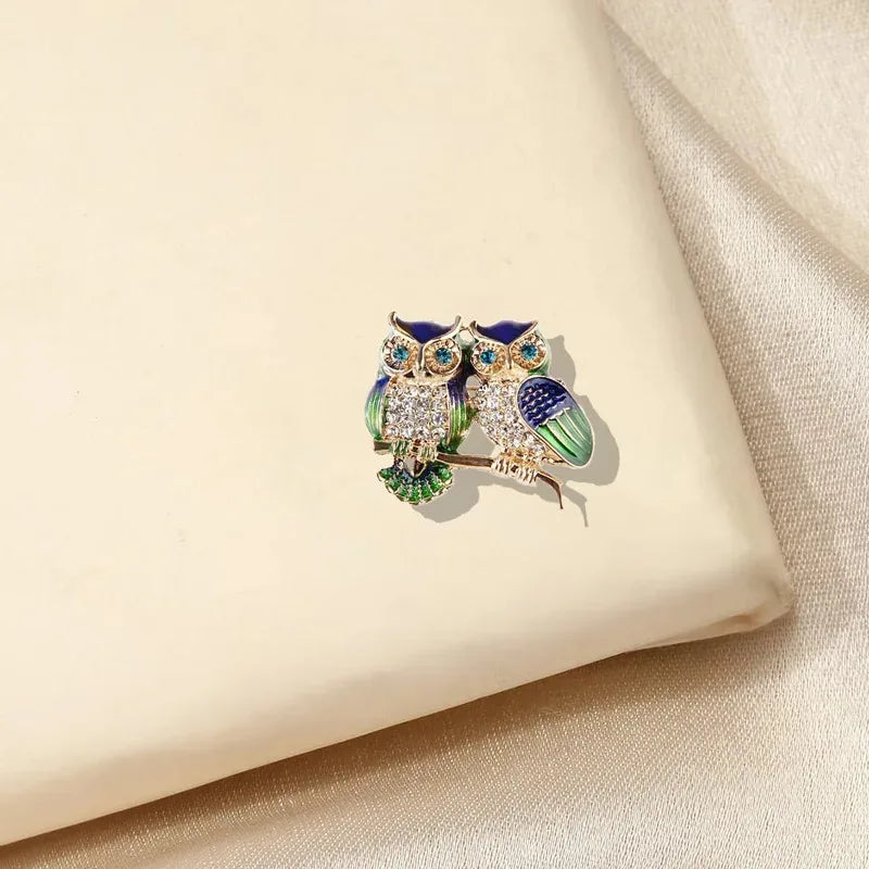 Owl Brooch Pin for Clothing Bags & Scarves - Rhinestone Animal Lapel Accessory