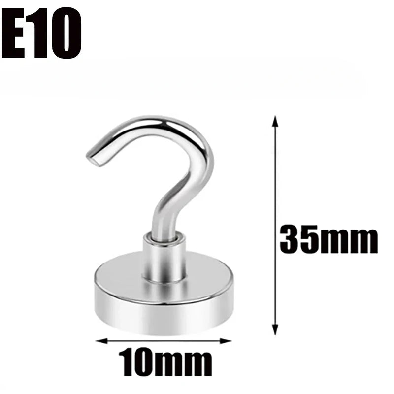 Heavy Duty Magnetic Wall Hooks Set - Strong Metal Key & Tool Hangers for Home Kitchen Bathroom