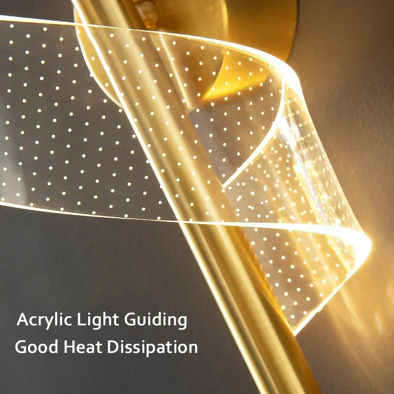 Modern LED Acrylic Wall Lamp Pendant Light Creative Spiral Indoor Lighting for Bedroom & Home Decor