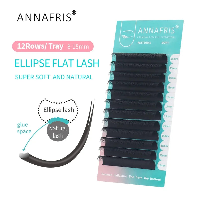 False Eyelash Extensions Flat Ellipse Mink Lashes - Natural Matte Finish