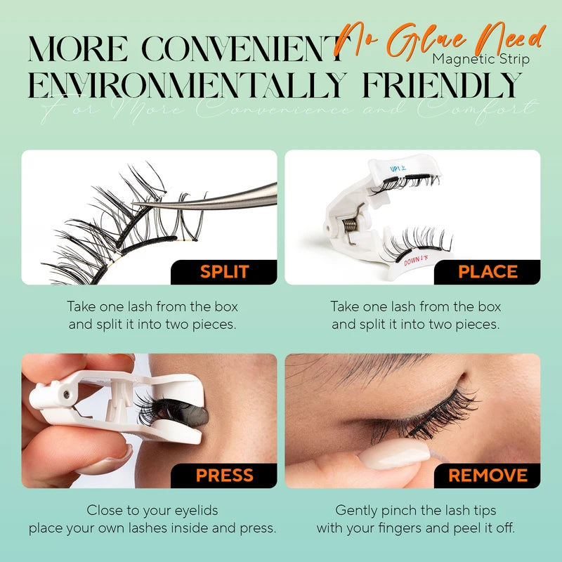 Magnetic Eyelashes No Glue Needed Reusable Natural Look 3D Lashes Kit