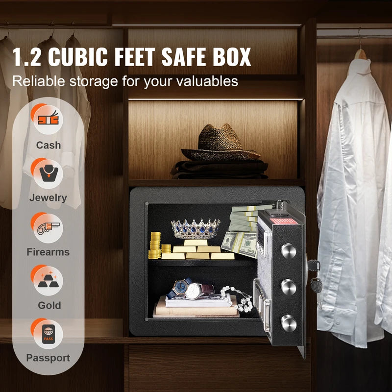 Electronic Safe Deposit Box with Digital Access and Override Keys - 1.2 Cu Ft