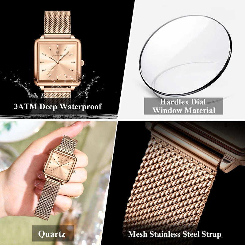 Women’s Waterproof Stainless Steel Mesh Watch - Elegant Fashion Quartz Timepiece