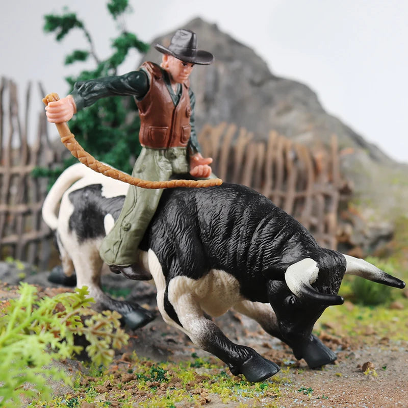 Farm Animal Action Figures Set - Cow, Calf, Bull, OX PVC Toy Collection for Kids