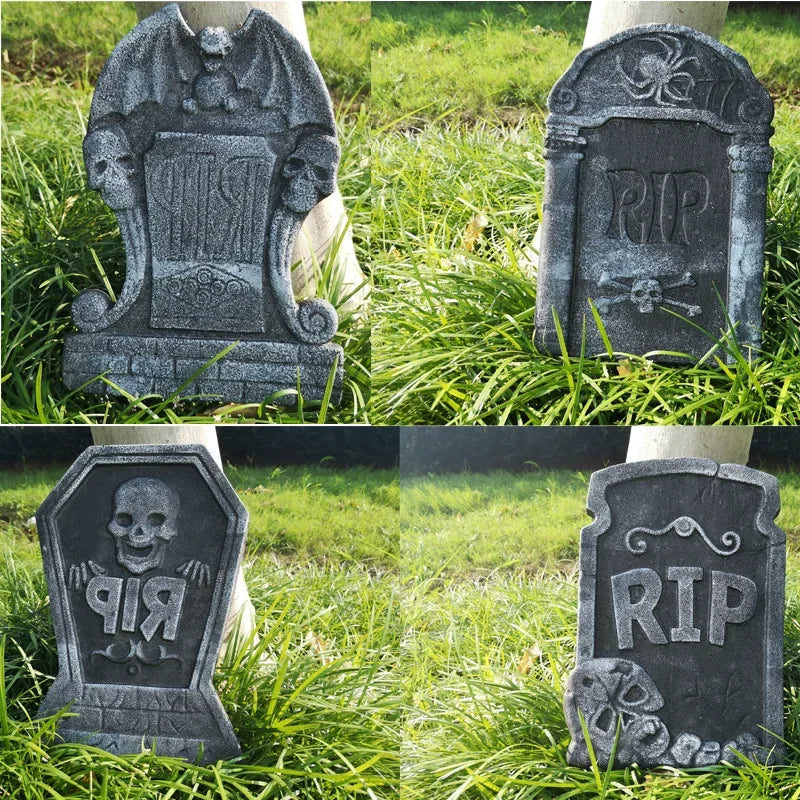 Halloween Foam Tombstone Decorations 4pcs Spooky Yard & Haunted House Props