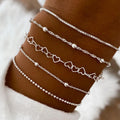 Silver Color Chain Bead Bracelets Set for Women - Elegant Casual Jewelry, Versatile for Beach, Vacation & Parties