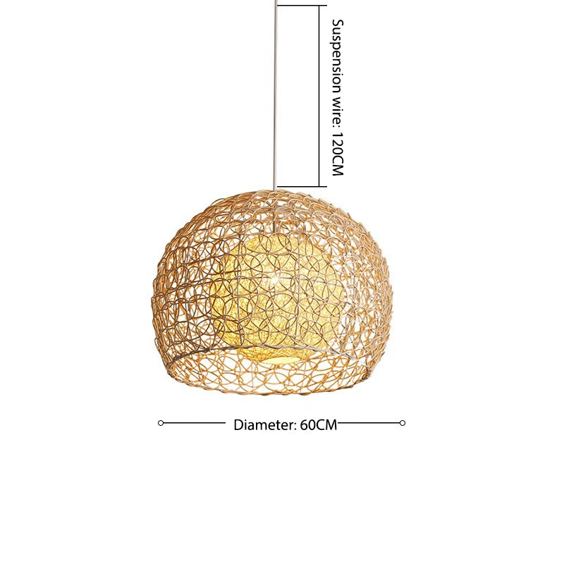 Rattan Pendant Light Fixture for Indoor Decoration | Rustic E27 Chandelier