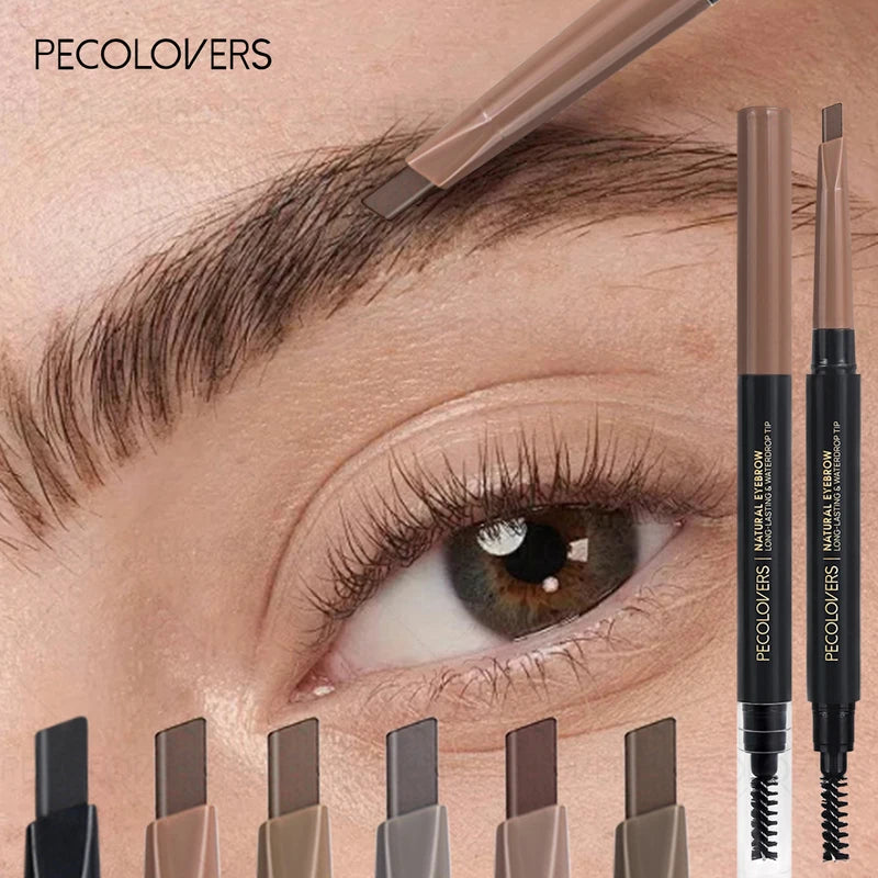 Long Lasting Double-Headed Eyebrow Pencil with Triangle Tip for Natural Makeup