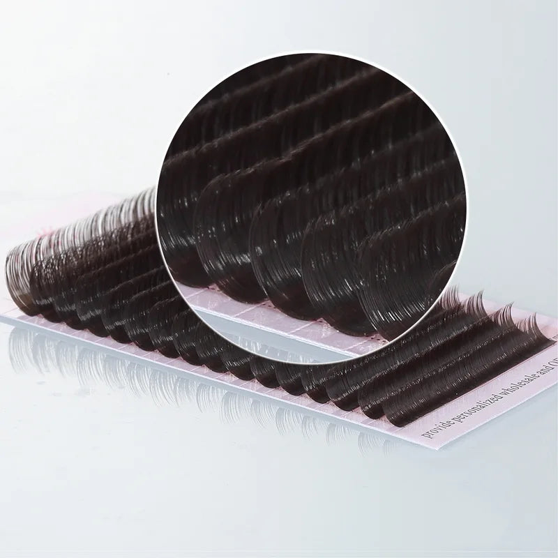 False Eyelashes Mink Style Dark Brown Individual Extensions - 100% Real
