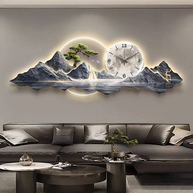 Large Modern Wall Clock - Silent Living Room Wall Art Decor