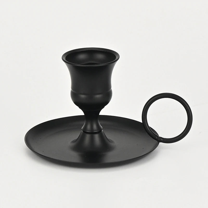 Metal Candle Holder with Handle - Decorative Centerpiece for Dining & Wedding