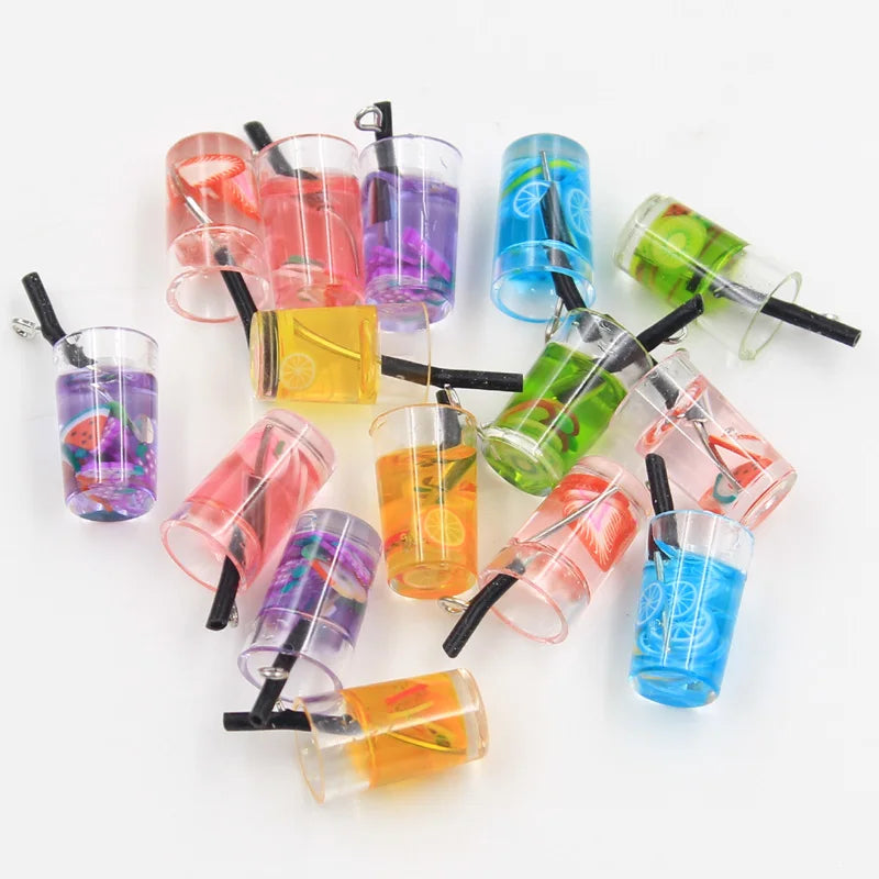 15pcs Fruit Charm Set for Jewelry Making Lemon Orange Grape Strawberry Kiwi Pendants DIY Crafts