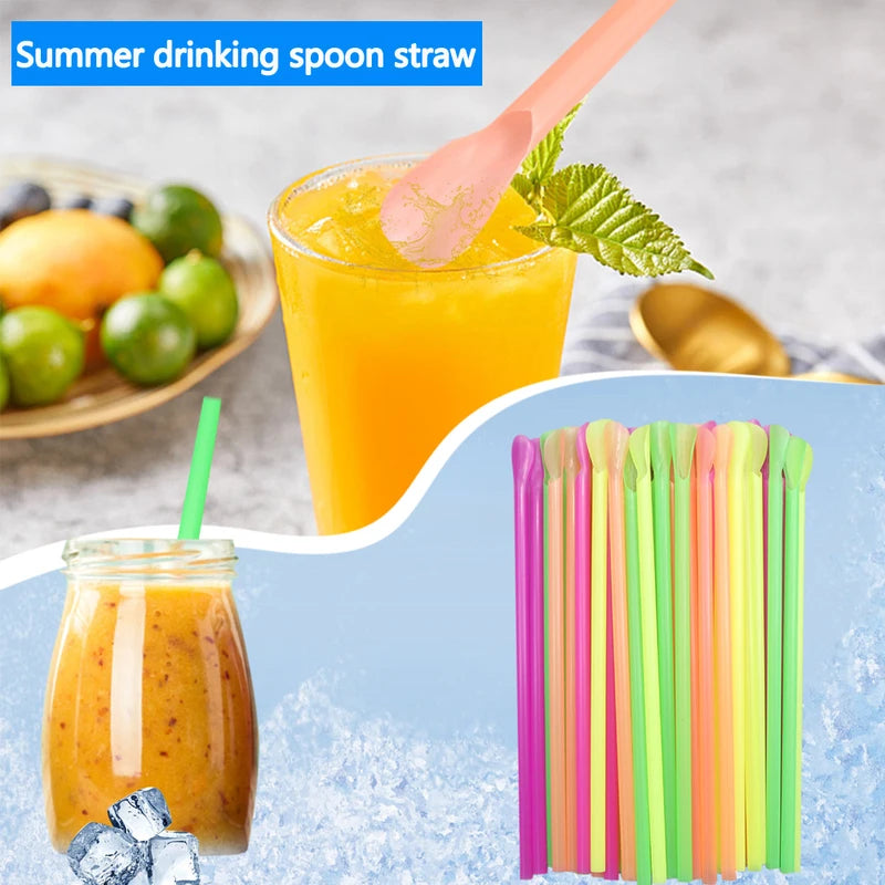 Spoon Straws for Drinks, Milkshakes & Smoothies, Bulk Pack of 50-2000 pcs