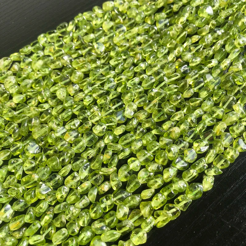Natural Green Peridot Beads 6-8mm Irregular Stones for Jewelry Making 15 Inch